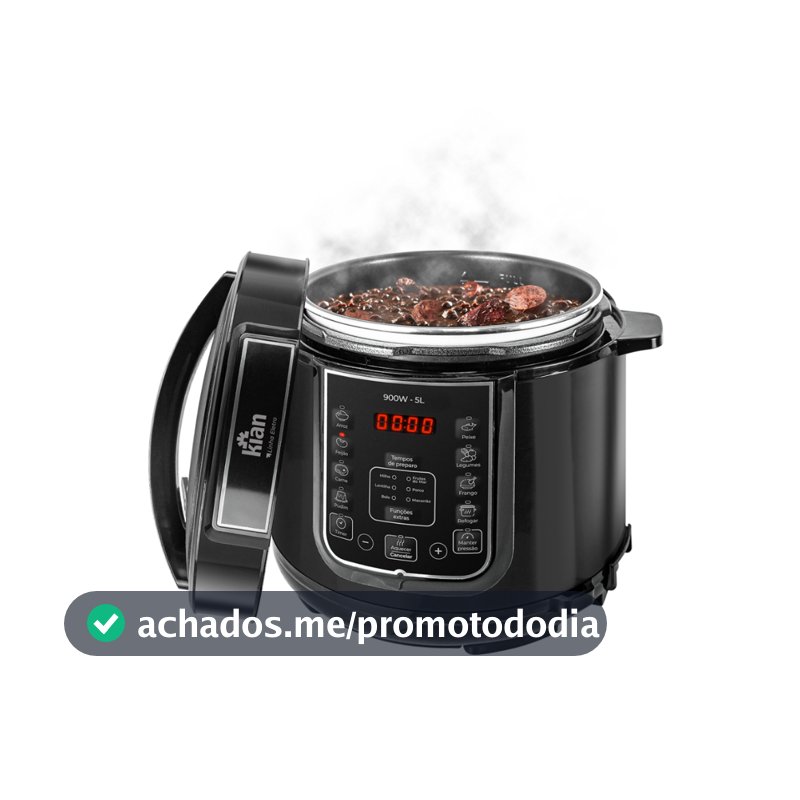 Panela de Pressão Elétrica Kian 5 Litros 900W 127V Preto PPE-101