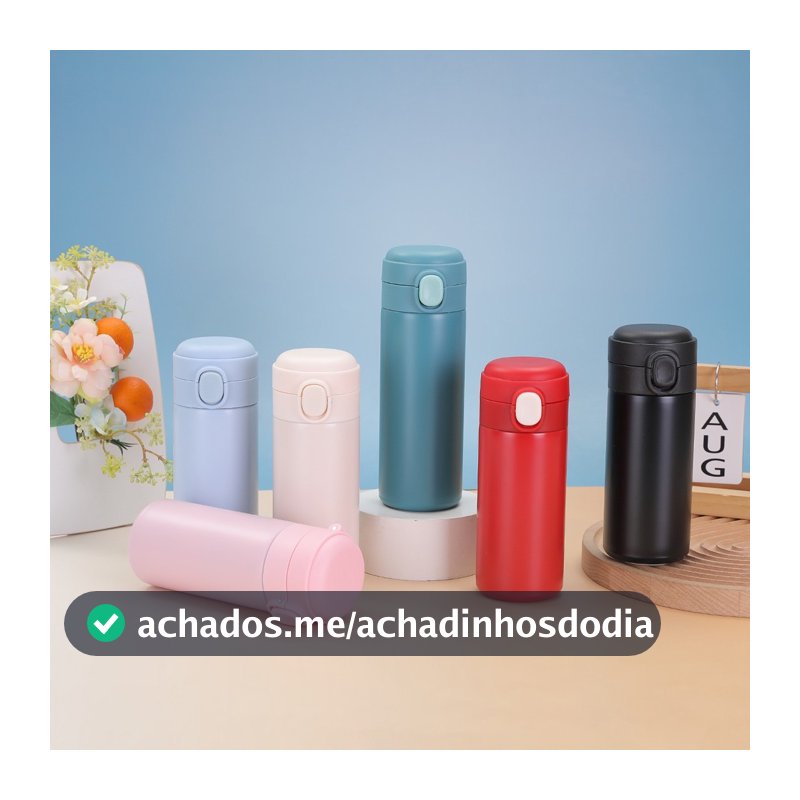 Garrafa Térmica 320ml Infantil Lancheira Escola Criança Enjoy Botão HD