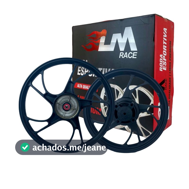 Jogo Roda Pop 110 100 Pé De Galinha Liga Leve Freio A Tambor Lona Com Rolamento Cor Preta Lm Race