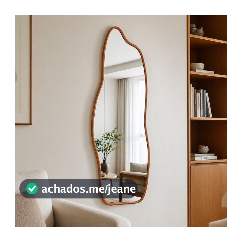 Espelho Orgânico Decorativo Grande Corpo Inteiro Fogo 110x50cm Sala Quarto Banheiro Hall