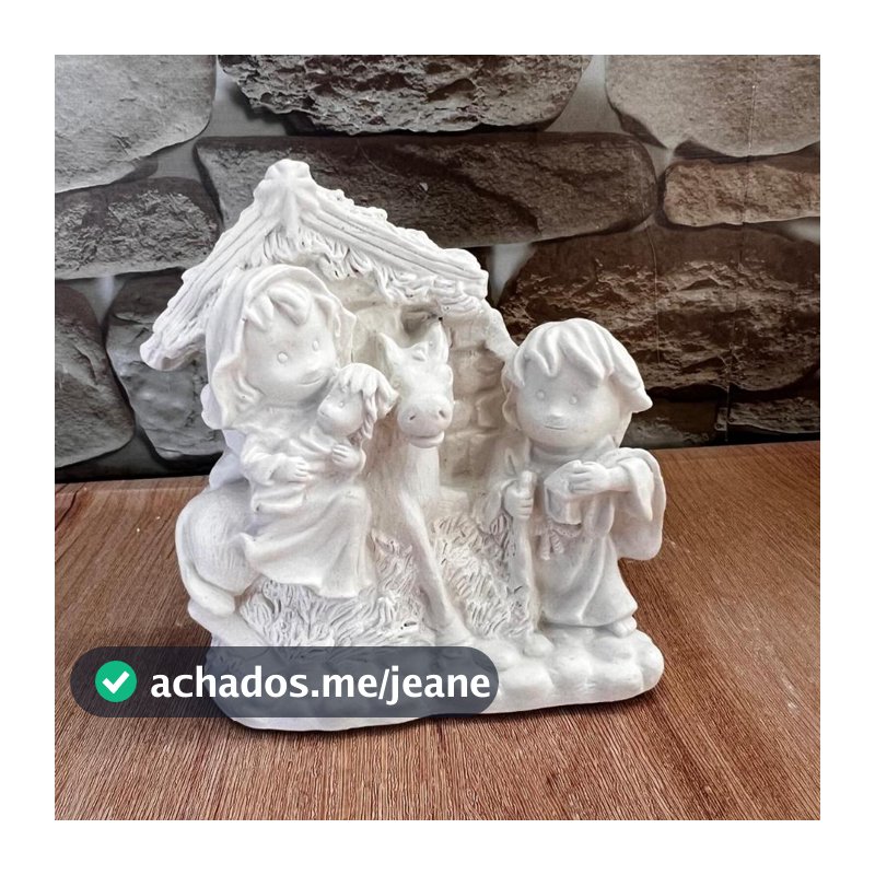 Presépio Sagrada Família Baby Natalina em Gesso Cru