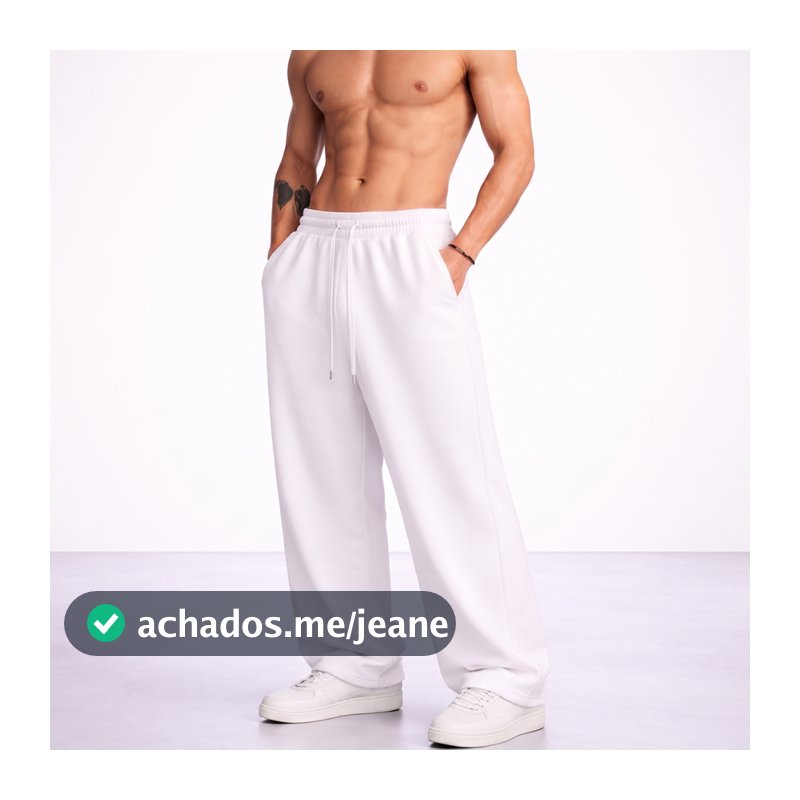 Calça Cargo Baggy Larga Moletom Lisa Masculina Despojada Confortável Casual Treino Forrada