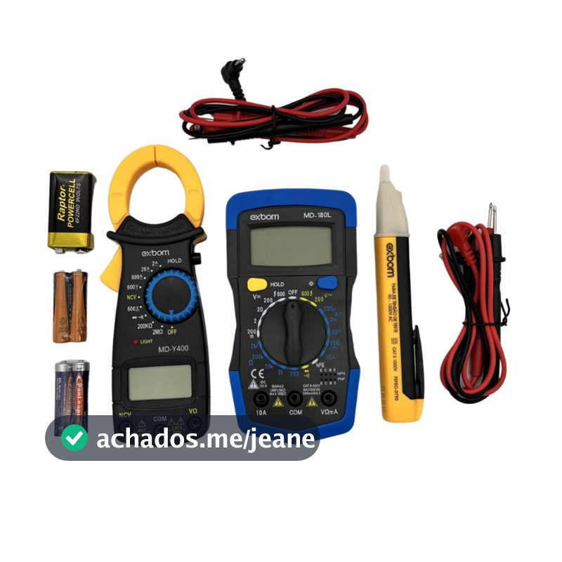 Kit Multimetro Digital Profissional Tela Lcd  + Alicate Amperimetro + Caneta Detectora De Energia