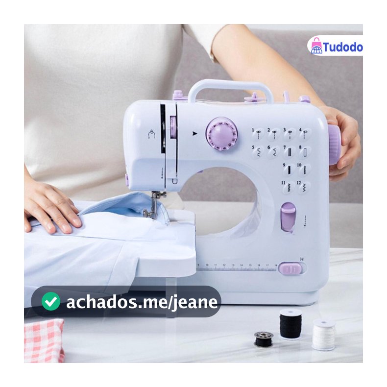 Mini Máquina de Costura Multifuncional para Uso Doméstico com 12 Padrões de Pontos - Bivolt