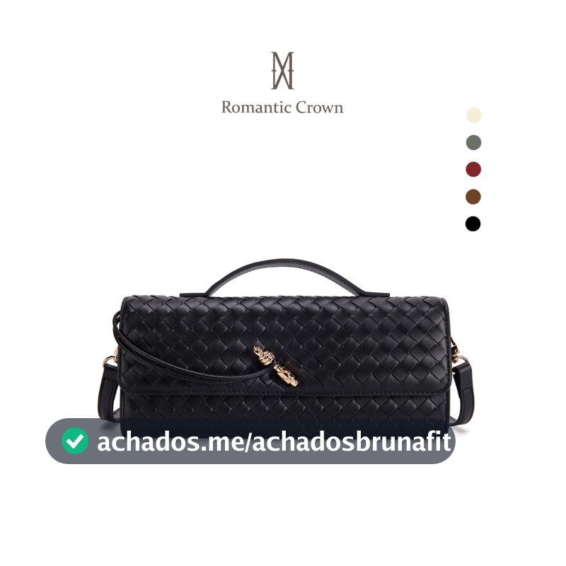 ROMANTIC CROWN Bolsa Feminina Mão Transversal Ombro Clutch, Couro PU Vegan Trançada Festa Balada Casamento Alça Ajustáve
