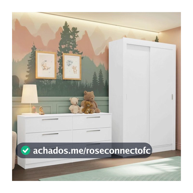 Conjunto Quarto Infantil com Guarda Roupa 2 Portas e Cômoda Madesa