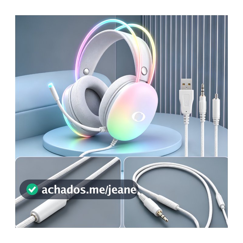 Headset Gamer RGB Onistek ON-FN635 Driver 50mm Microfone Flexível USB e P2 3.5mm