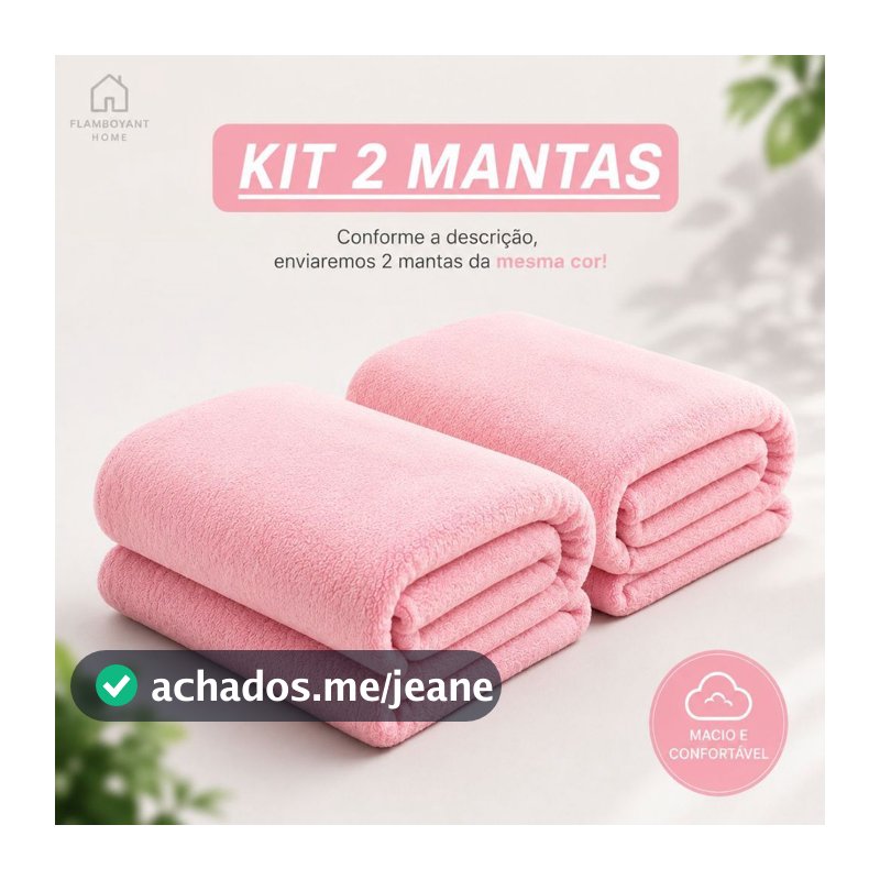 Kit 2 Peças Cobertor Manta Casal Mesma Cor