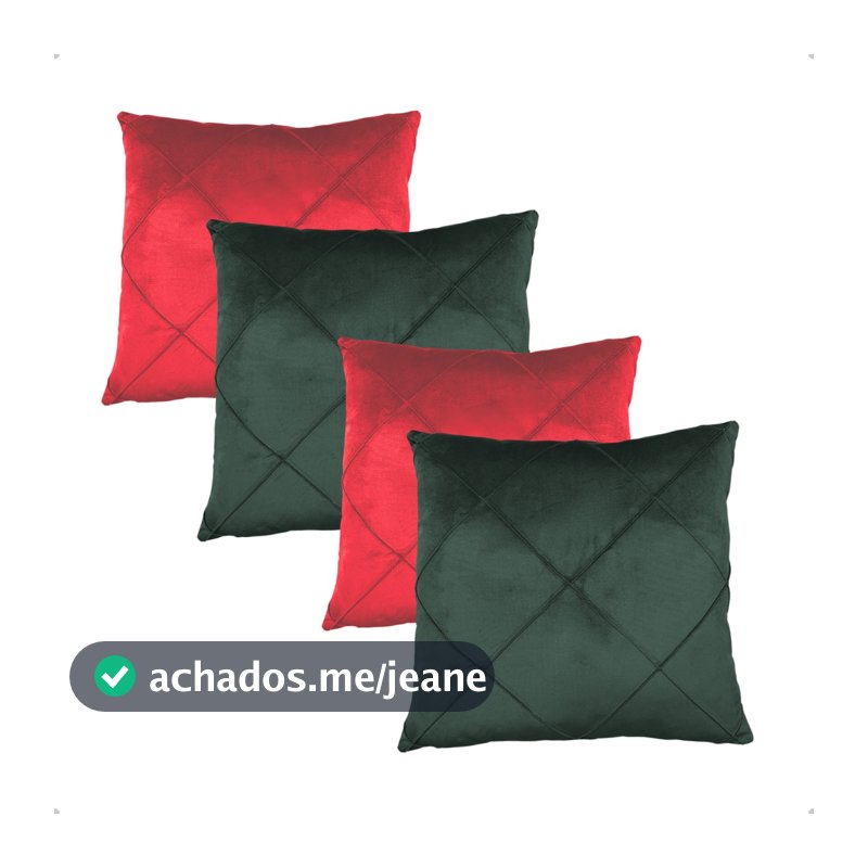 Kit 4 Capas de Almofada de Natal Suede Capa Almofada Natalina Verde e Vermelho 43x43
