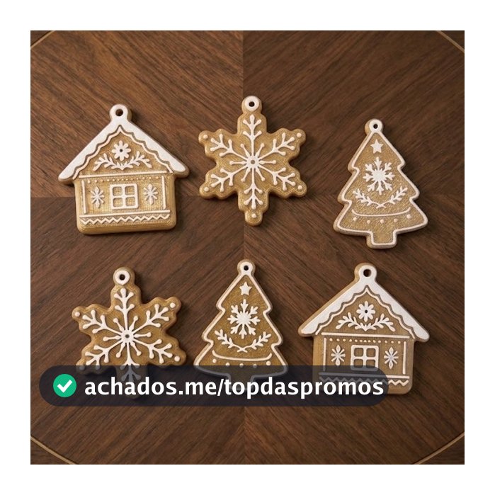 Kit Enfeites Árvore de Natal Estilo Biscoito - Casinha, Estrela, Árvore - Decoração Natal Criativa
