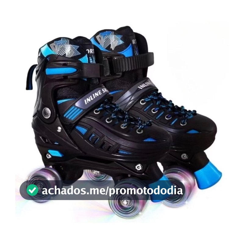 patins infantil, juvenil 4 rodas com luz de led com kit proteção ou sem kit proteção