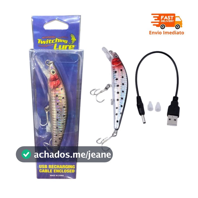 Isca De Pesca Artificial Com Dois Anzóis Elétrica USB Recarregável LED Para Atrair Peixes