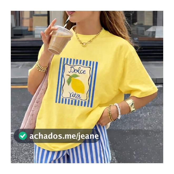 Camiseta Feminina Dolce Vita Limão  Algodão Premium Moda Verão Casual Trendy