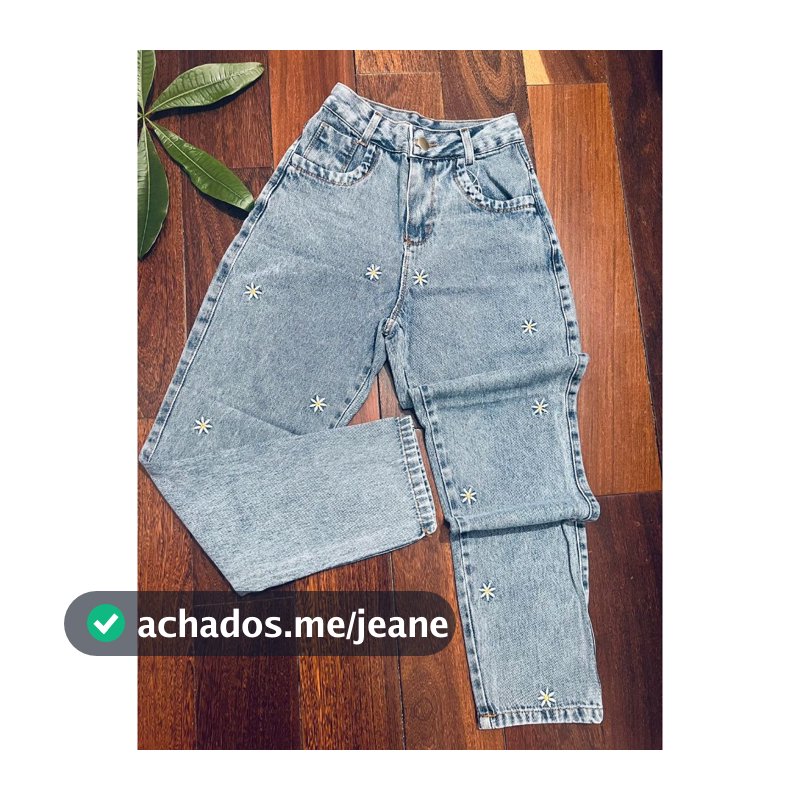 Calça moon jeans feminina bordad com detalhes de flores margaridas