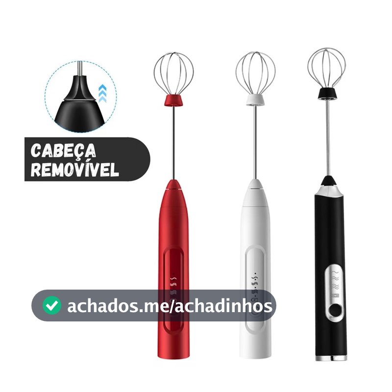 Misturador Elétrico 2 em 1 Espumador de Leite USB Recarregável Batedor Café Ovos