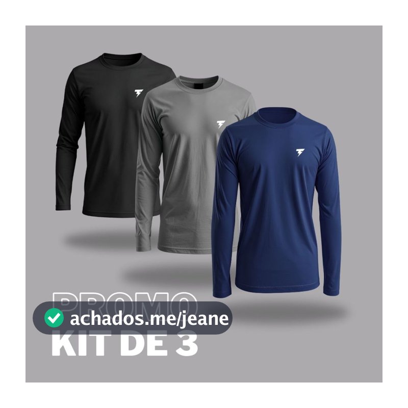 Kit 3 Blusa Térmica Masculina Proteção Solar Segunda Pele Dry Fit