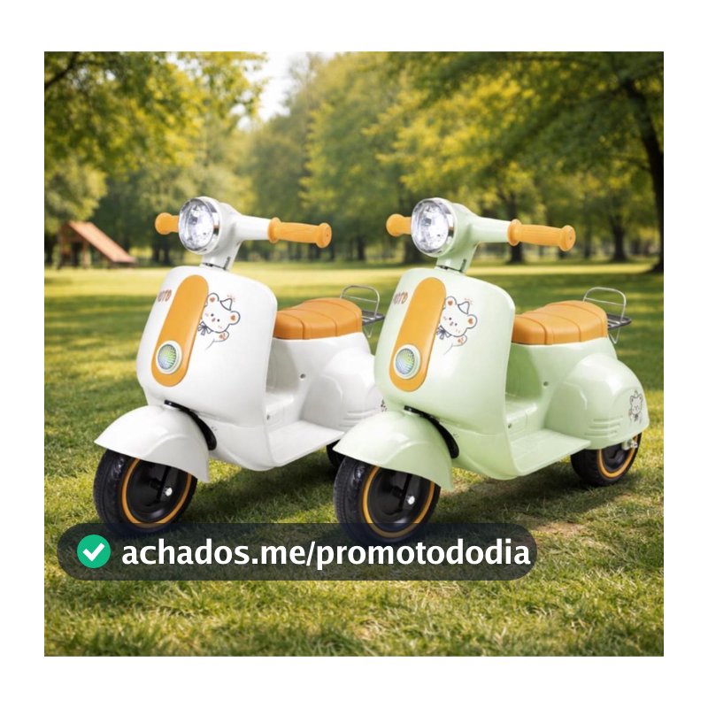 Triciclo Motinha Infantil 6V Avespa Maral Eletrica Luzes e Sons Scooter Suporta Ate 30 KG