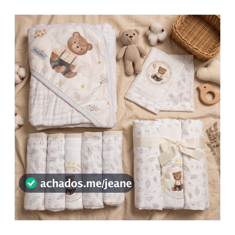 Kit Enxoval Bebê 11 Peças – Fralda, Toalha Soft, Cueiro e Paninhos | Menino, Menina ou Unissex