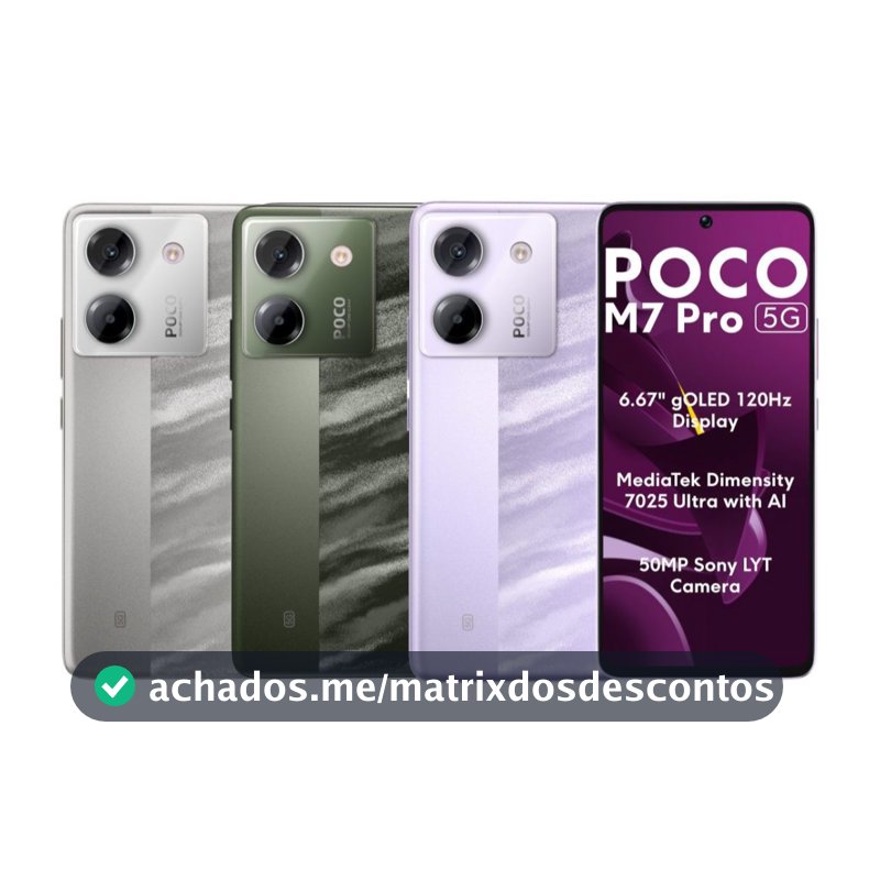 Smartphone Xiaomi Poco M7 Pro 5G Dual SIM Tela 6.67" AMOLED 120Hz 8GB + 256GB / 6GB + 128GB
