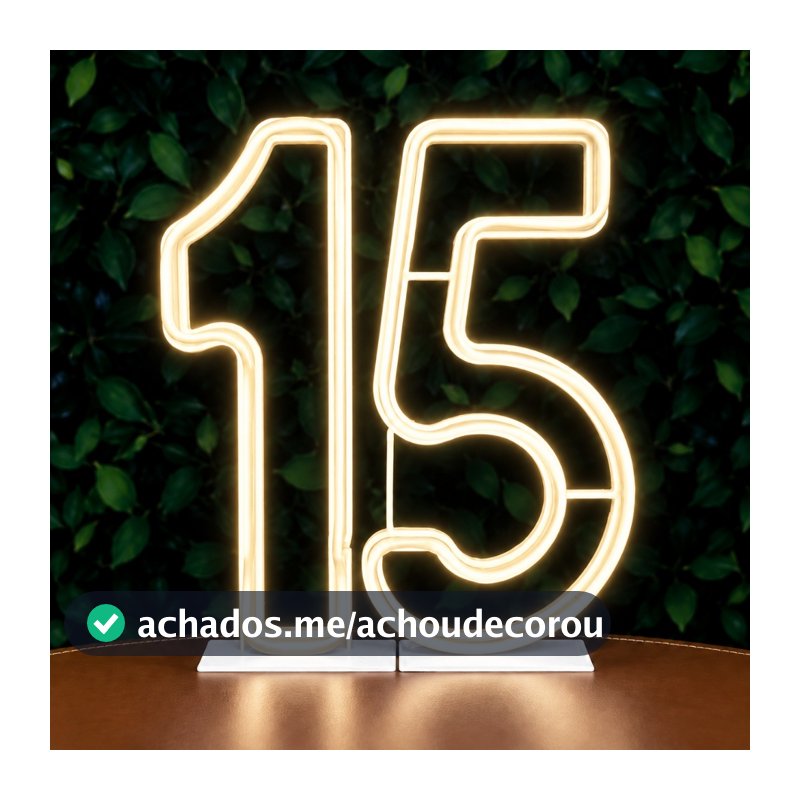 Luminária led neon - Kit Números 1 e 5 decoração 30cm altura Pé embutido aniversário 15 anos