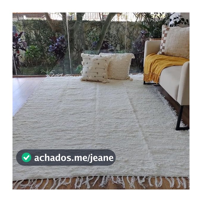 Tapete Boho Grande 2,00 X 1,50 Artesanal Luxo Sala Quarto Felpudo Fofinho Rústico 100% Algodão Tear