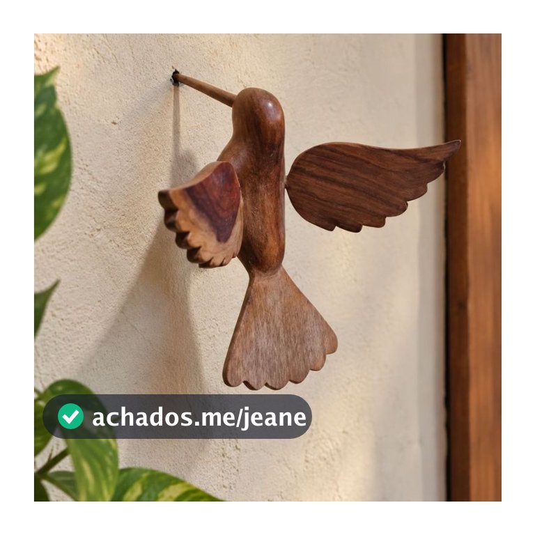 Escultura Beija Flor Esculpido Em Jacarandá Para Parede.