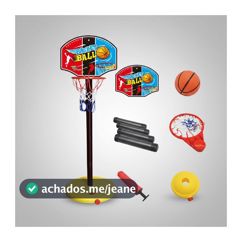 KIT CESTA BASQUETE INFANTIL ALTURA AJUSTÁVEL BRINQUEDO ESPORTE CRIANÇA ACESSÓRIOS INCLUSOS HOMEPLAY