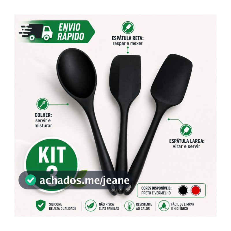 Conjunto De Espátulas mais Colher de Silicone Antiaderente Utilidade Domestica Multifuncional