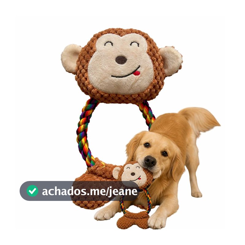 Brinquedo para Cachorro e Gato - Macaco de Pelúcia com Corda | Brinquedo Interativo para Pets