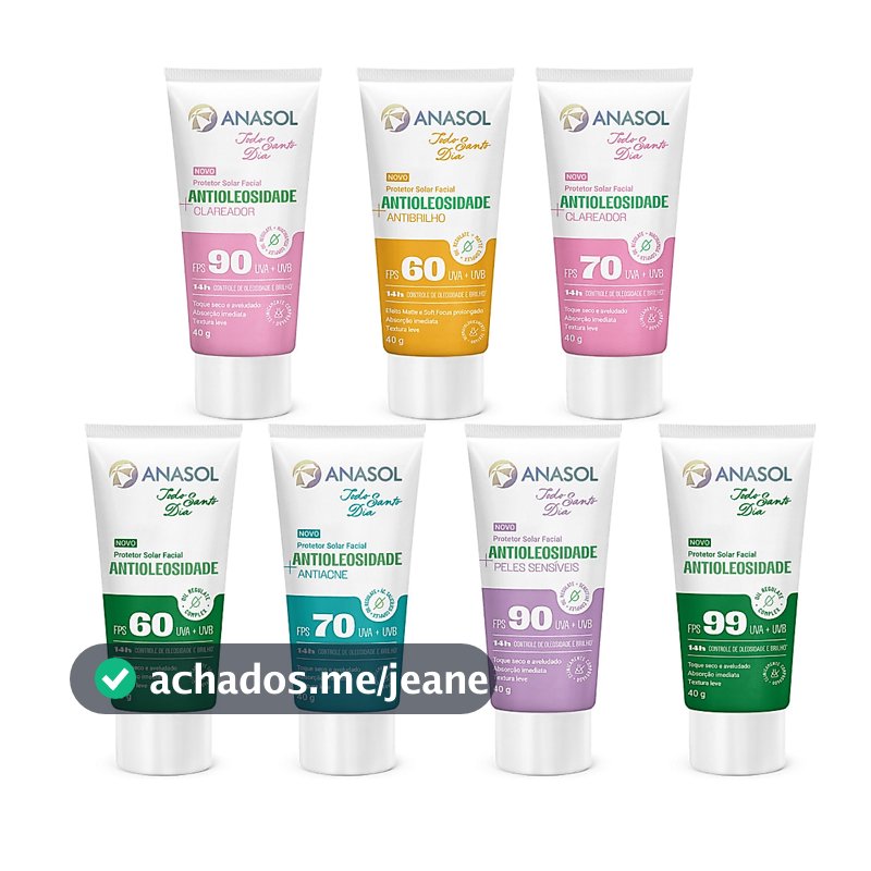 Anasol Protetor Solar Facial Todo Santo Dia TSD Antioleosidade 40g