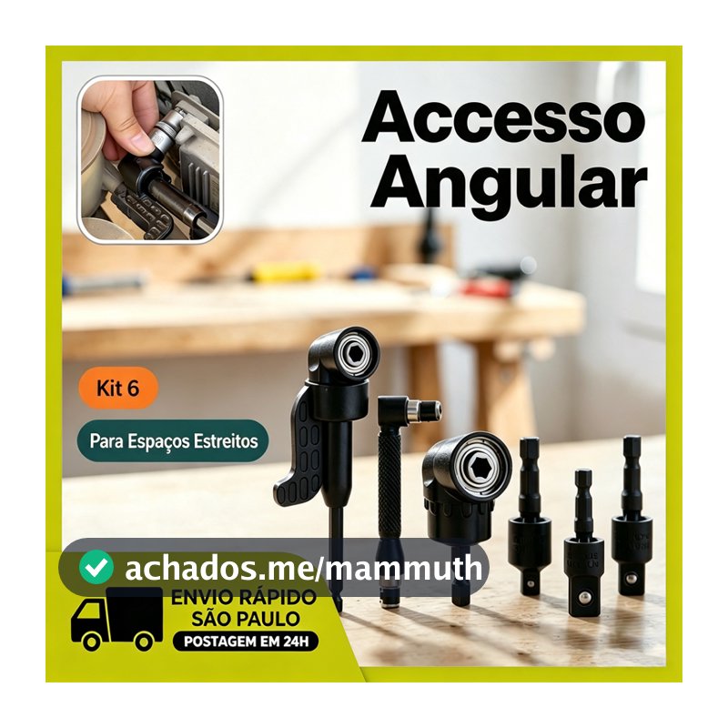 Kit Adaptador Angular 105 Soquete Parafusadeira Furadeira Broca 6 Pecas