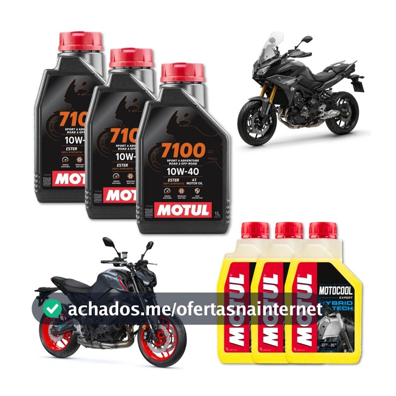 KIT TROCA DE OLEO MOTO 3X MOTUL 7100 10W40 + 3X MOTOCOOL EXPERT -37o ANTICONGELANTE YAMAHA MT 09 TRACER 900