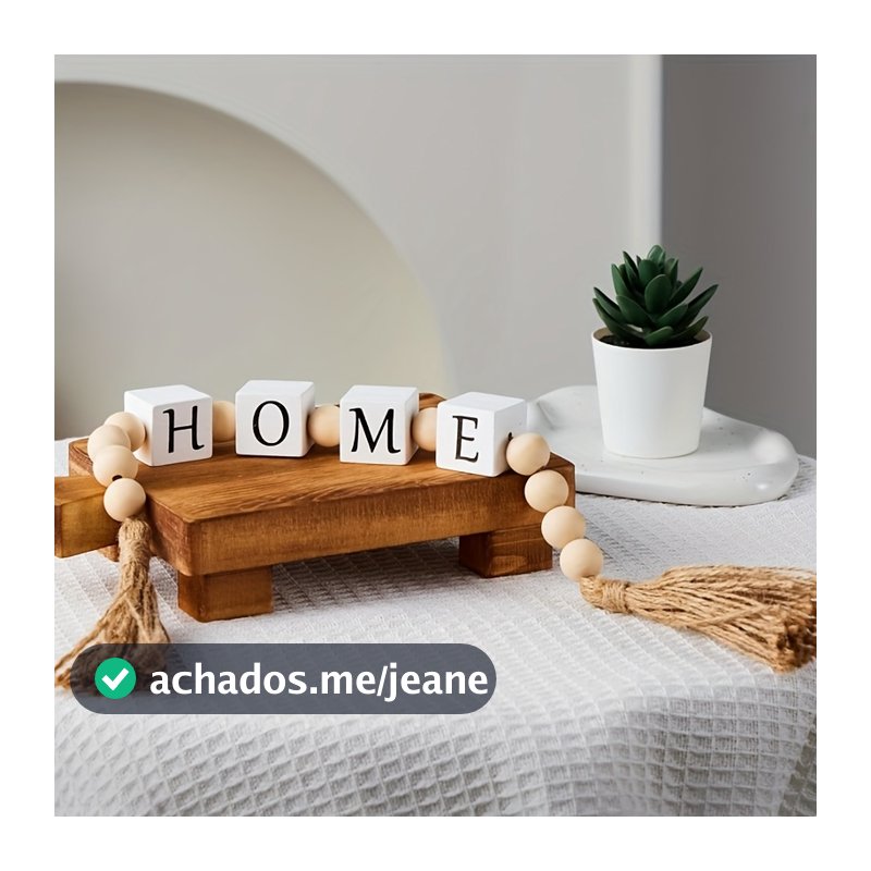 Colar de Mesa Decorativo em Madeira Bege Minimalista Rústico e Sofisticado