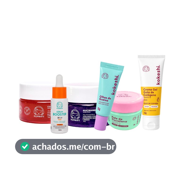Kit Skincare Kokeshi Cosméticos Completo 6 Itens Hidratação e Tratamento Facial