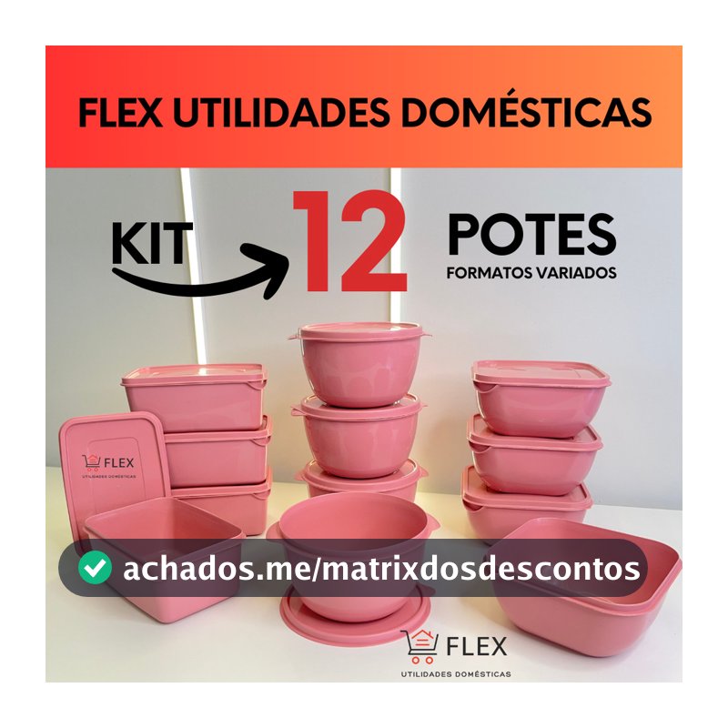 Potes Plásticos, Marmita - formatos variados - 1 litro - Kit com 12 unidades