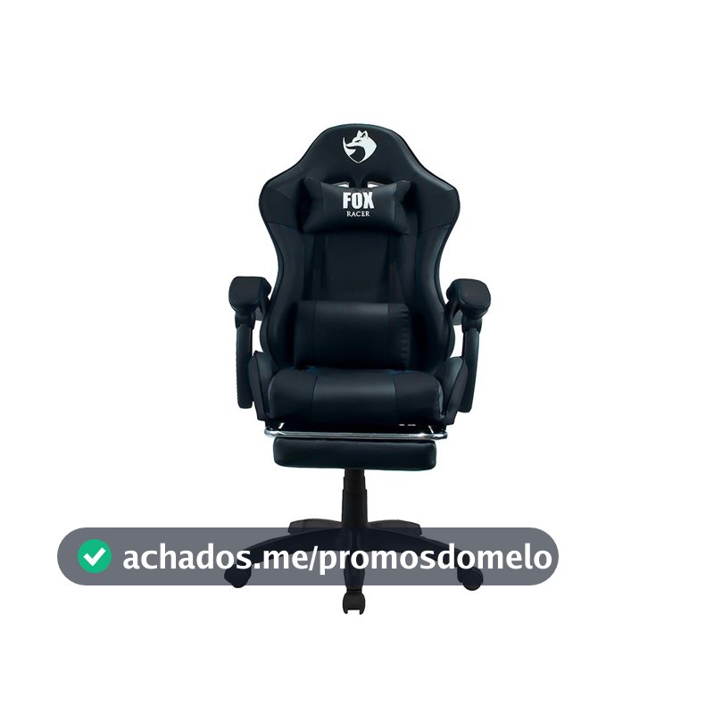 Cadeira Gamer Fox Racer Zerda com Apoio de Pés Preta - W20