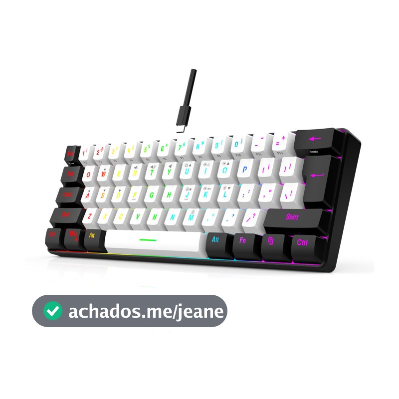 Número Teclado Jogos 61 Teclas RGB Backlight Mini Compacto USB-C Cabo De Alimentação Plugável Para Escritório