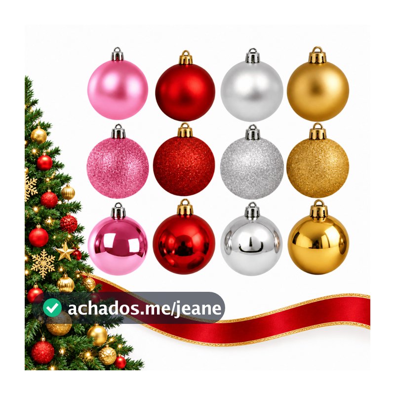Kit 15 e 30 Bolinhas Enfeite Árvore De Natal 3cm Mista Lisa Fosca Glitter Decoração Natalina Vermelha e Dourada