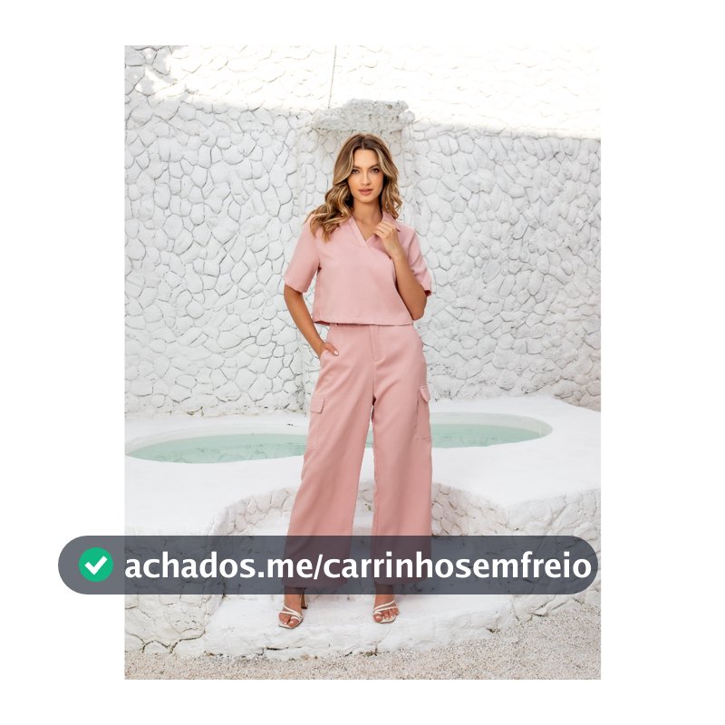 Conjunto Feminino Blusa e Calça Cargo em Linho com Elastano Moda Utilitária Elegante Versátil