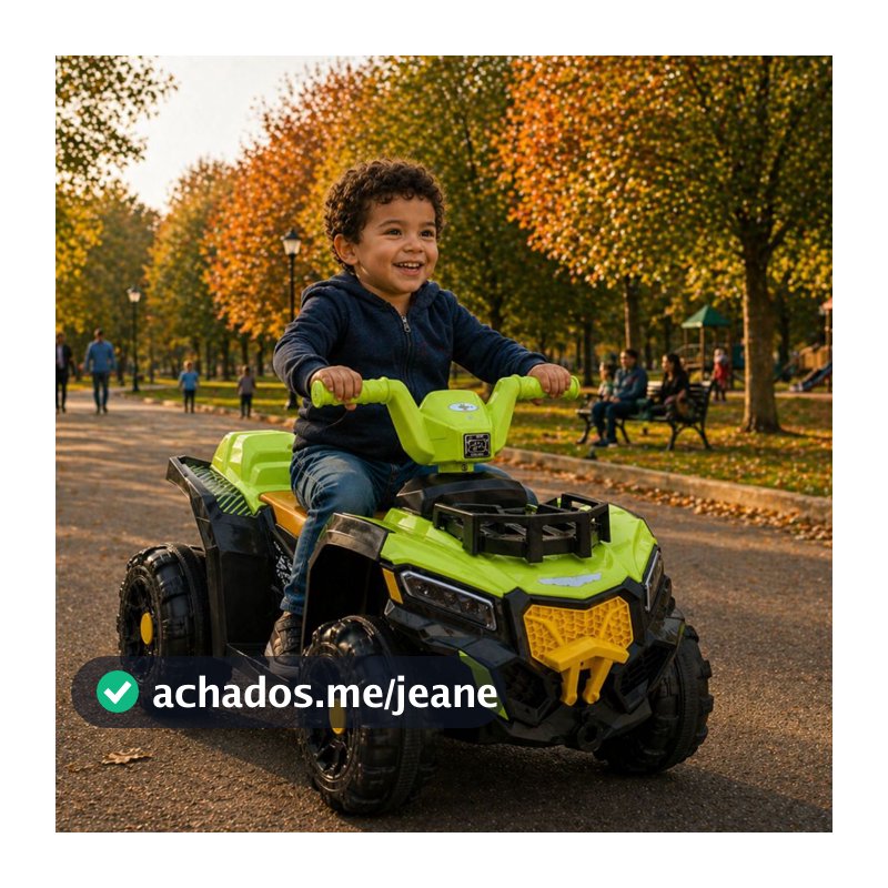 Quadriciclo Infantil Eletrico 6V Adventure Verde Com Farol De Led e Musica