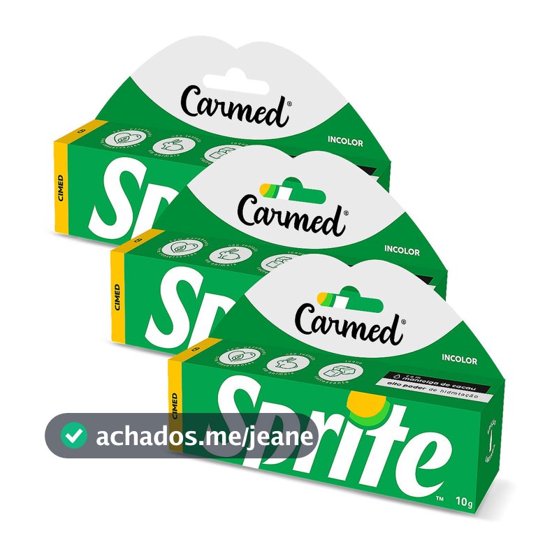 Kit 3x Hidratante Labial Carmed Sprite Incolor 10g