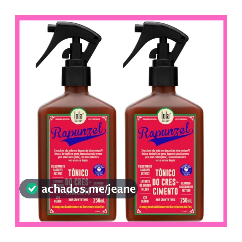 Kit 2 Unidades Tônico de Crescimento Capilar Lola Cosmretics Rapunzel - 250ml