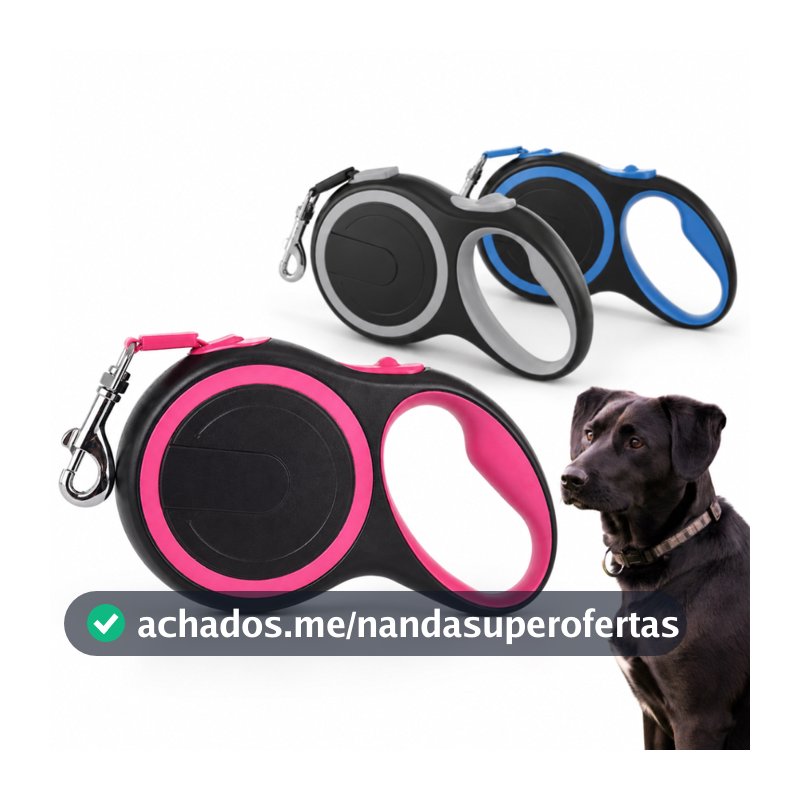 Guia Retrátil 8 Metros Coleira Pet Passeio Cães Com Trava Cachorro Grande Pequeno Até 50kg