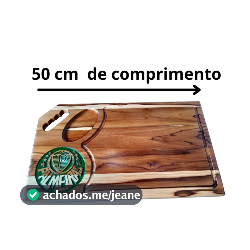 Tábua de  carne corte cozinha churrasco personalizada madeira teca grande 50x30x2cm