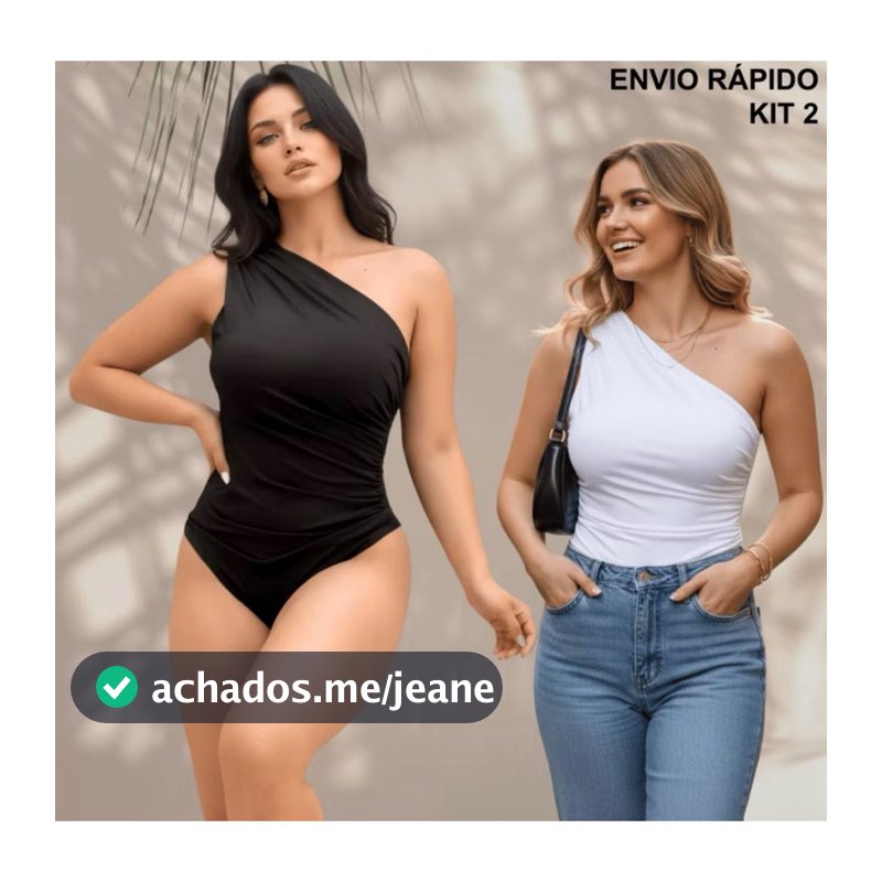 kit 2 peças Body Suplex Feminina drapeado Plissado Manca Regata Com Forro Um Ombro mula manca Tecido Grosso lançamento
