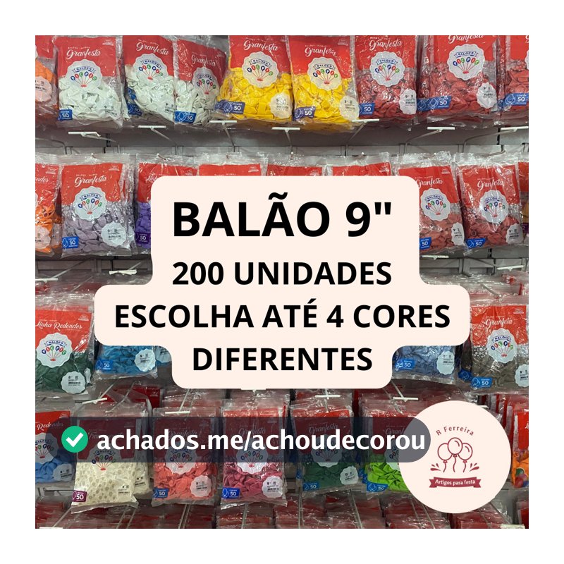 Balão Bexiga para Festa 9 polegadas 200 unidades Redondo Pic Pic 4 Pacotes