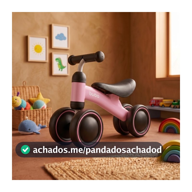 Bicicleta Equilíbrio Buba 4 Rodas Rosa Menina Infantil Menino Andador Sem Pedal Mini Bike Bicicletinha