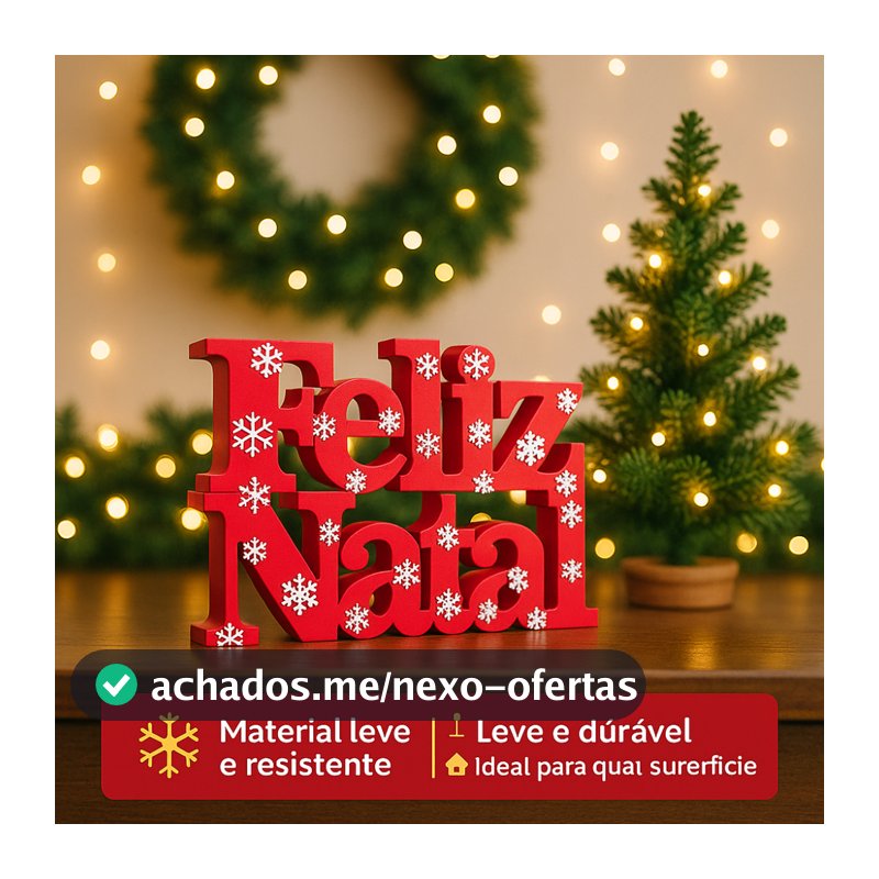 Enfeite Natalino Feliz Natal Letreiro Vermelho 38 cm DECORAÇÃO DE NATAL Verde Grande Envio Imediato