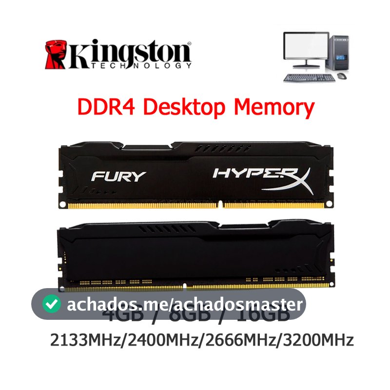 1PCS Kingston HyperX FURY 8GB 16GB DDR3 DDR4 1600MHZ 2400MHZ 2666MHz  Memória RAM Desktop DIMM 288pins