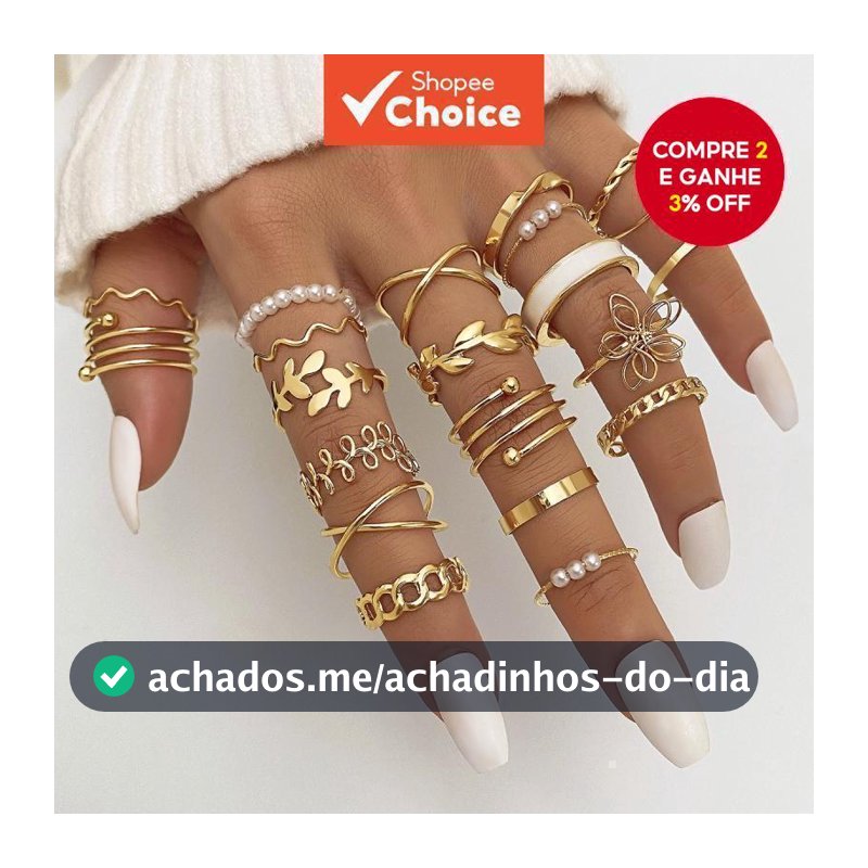Coleção De Anéis Minimalistas De 22 Peças , Pérolas , Flores , Folhas E Designs Geométricos , Conjunto De Joias Feminina